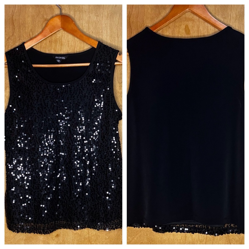 George Black Sequin Sleeveless Tank Top